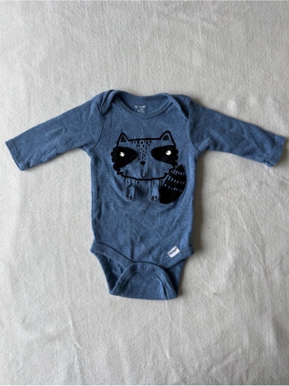 Gerber Blue Raccoon Print One-Piece Bodysuit Baby 3-6 Months